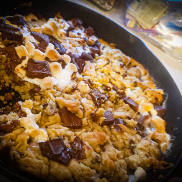 Giant S’mores-Stuffed Chocolate Chip Cookie Skillet